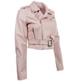 thumbnail image 2 of Fashion2Love Women's Juniors Fashionable Cropped Faux Leather Moto Biker Jacket, 2 of 8