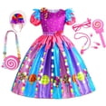 thumbnail image 2 of Purim-Disfraz de caramelo arcoíris para niñas, disfraz de Cosplay para niños, vestido elegante de malla rosa, regalo de recuerdo de fiesta de cumpleaños zhangyuxiang unisex, 2 of 2