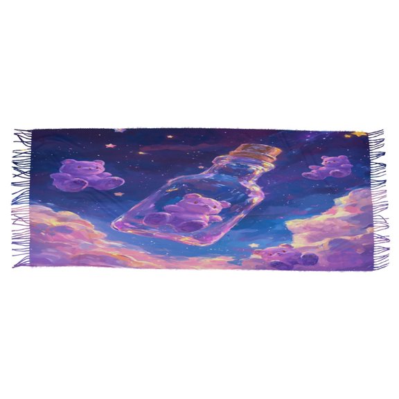 BZSMCE Women Scarf Purple Bear in Bottle Simple Pattern Soft Warm Long Large Scarves