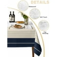 thumbnail image 3 of Navy Beige Striped Tablecloth Rectangle Table Cloths 54x108, Waterproof Tablecloth Outdoor Table Cloth, Gradient Geometric Blue White Washable Table Cover for Kitchen Dinning Party, 3 of 8