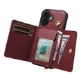 thumbnail image 6 of ELEHOLD Wallet Case for iPhone 16 Plus, PU Leather Flip Case with Crossbody & Wrist Strap,Full Protection Case with Card Slots & Kickstand,Winered, 6 of 7