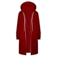 thumbnail image 6 of FAOWME Womens Hooded Coat With Pockets Long Sleeve Solid Color Drawstring Zipper Mid Length Warm Jackets For Fall Winter,Red,Xxxxxl, 6 of 6