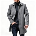 thumbnail image 2 of Rvwovn Men's Button Down Trench Coat Lapel Collar Relaxed Fit Casual Mid Length Outerwear with Pockets, 2 of 6
