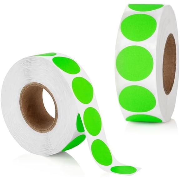 2000pcs Neon Green Dot Sticker Label Roll, 0.75" Diameter, Labels for Inventory, Color Code Labels, Organization Stickers, 1000/roll (Pack of 2)