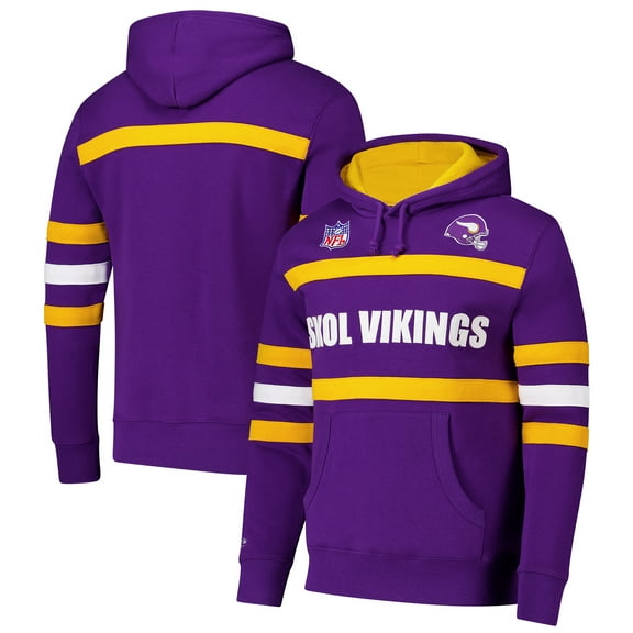 Men's Purple Minnesota Vikings Vintage Logo Head Coach Fleece Pullover Hoodie