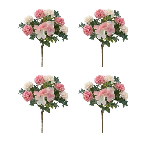 Bewildely Flores artificiales de bajo mantenimiento de 4 piezas para decoración del hogar ramo de boda buena textura Kits de decoración para fiestas Rosa
