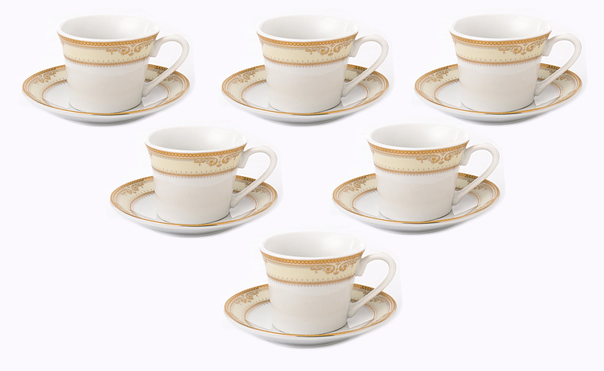 Hoomeet Ceramic Espresso Cups and Saucers, Set Of 6
