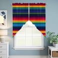 thumbnail image 6 of Swag Valance Curtains for Windows, Mexico Striped Light Filtering Kitchen Curtains with Rod Pocket, Geometric Boho Red Orange Blue Green Window Treatment Valances for Living Room, 28x36 - 2 PCS, 6 of 9
