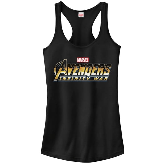 Junior's Marvel Avengers: Infinity War Classic Logo Racerback Tank Top Black Large