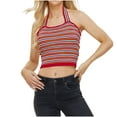 thumbnail image 4 of Womens Tank Tops Casual Sevevn Womens Striped Halter Tops Cute Summer Slim Fit Sleeveless Open Back Camisole Crop Tops for Teens Y2k Trendy Tank Top, 4 of 9