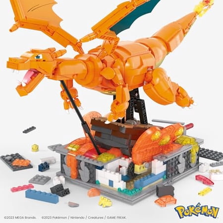 MEGA Pokémon Building Toys Set Motion Charizard with 1664 Pieces and Wing Movement, for Adult Collectors