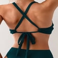 thumbnail image 4 of TOWED22 Women Retro 50s Plaid Pattern Halter Bikini Top Only Padded Swimsuits Tops Vintage Bathing Suit Top No Bottom Dark Blue,M, 4 of 6