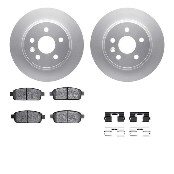 Dynamic Friction Company Rear Geospec Brake Rotors with 5000 Advanced Brake Pads includes Hardware 4512-45061