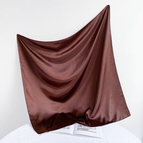 XmhyTop-A 90x90cm Square Bandana Multi-Use Hair Wrapping Scarf, Solid Color Bandana for Headband, Neck, Travel Party Accessories,Brown