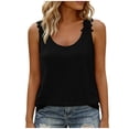 thumbnail image 2 of Women Summer Flowy Tank Top Sleeveless Pajama Tops with Embroidery Straps Solid Loose Fitting Workout Casual Tee, 2 of 8