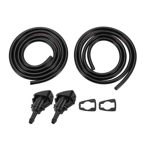 Unique Bargains Windshield Washer Nozzle for Dodge Grand Caravan 2008-2020 No.5160308AA Front Black With 2 Pcs Gasket,2 Pcs1.5 Meter Fluid Hose 1 Set