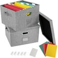 thumbnail image 1 of Boîte de Rangement de Documents de Bureau avec Couvercle, Lot de 2, Pliable, en Lin, avec Poignée, Format Lettre, 1 of 4