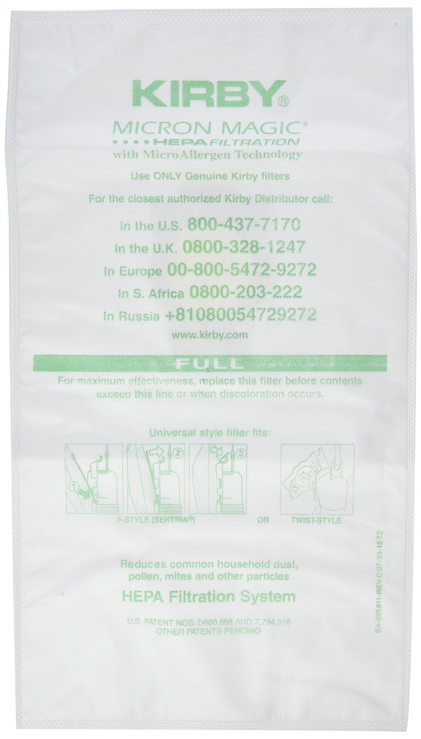 Kirby Part 204808 204811 Genuine Style F Hepa Filtration Kirby Part 204808 204811 Genuine Style F Hepa Filtration Vacuum Bags For Sentria Models 6 Package