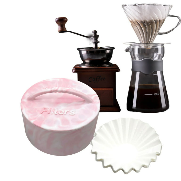 Silicone Coffee Filter Dispenser Storage Box with Lid for Coffee Bar  Accessories Pink