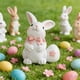 thumbnail image 1 of Adornos de Pascua, regalos de Pascua, conejito de resina abrazando huevos de Pascua, figura de conejito blanco, decoración para el hogar, conejito de resina abrazando un huevo de Pascua., 1 of 6
