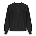 thumbnail image 6 of Womens Button Crew Neck Sweater, Fall Long Sleeve Soft Knit Shirts Trendy Dressy Casual Loose Pullover Sweaters Tops Black XXL, 6 of 8