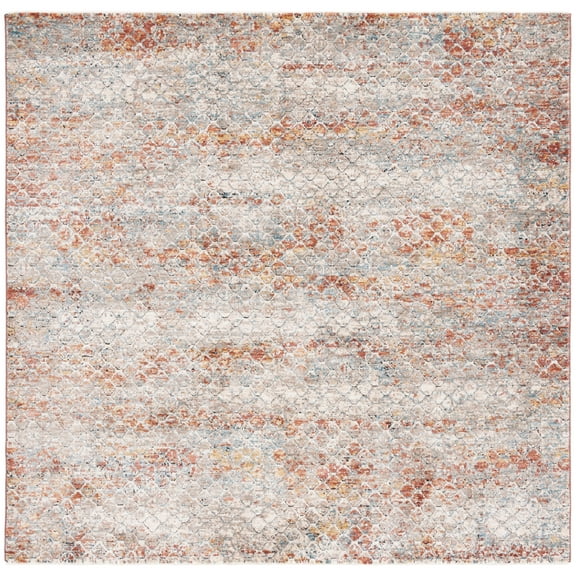 SAFAVIEH Valencia Denton Abstract Polyester Area Rug, Beige/Rust, 6'4" x 6'4" Square