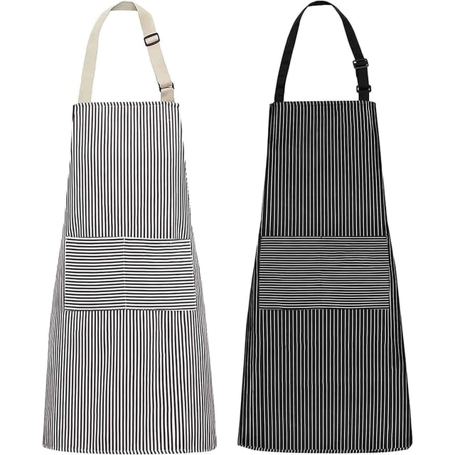 Delantales de Cocina, Mandiles de Cocina Mujer, Mandiles de Cocina Hombre, 2 Delantal de Cocina Impermeables, Delantal de Chef con Correa Ajustable para El Cuello