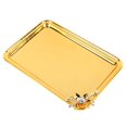 thumbnail image 4 of Bandeja para servir mesa Bandeja de servicio de alimentos rectangular decorativa de lujo ligera de estilo europeo con decoración floral para sala de estar KTV Hotel Gold L, 4 of 5