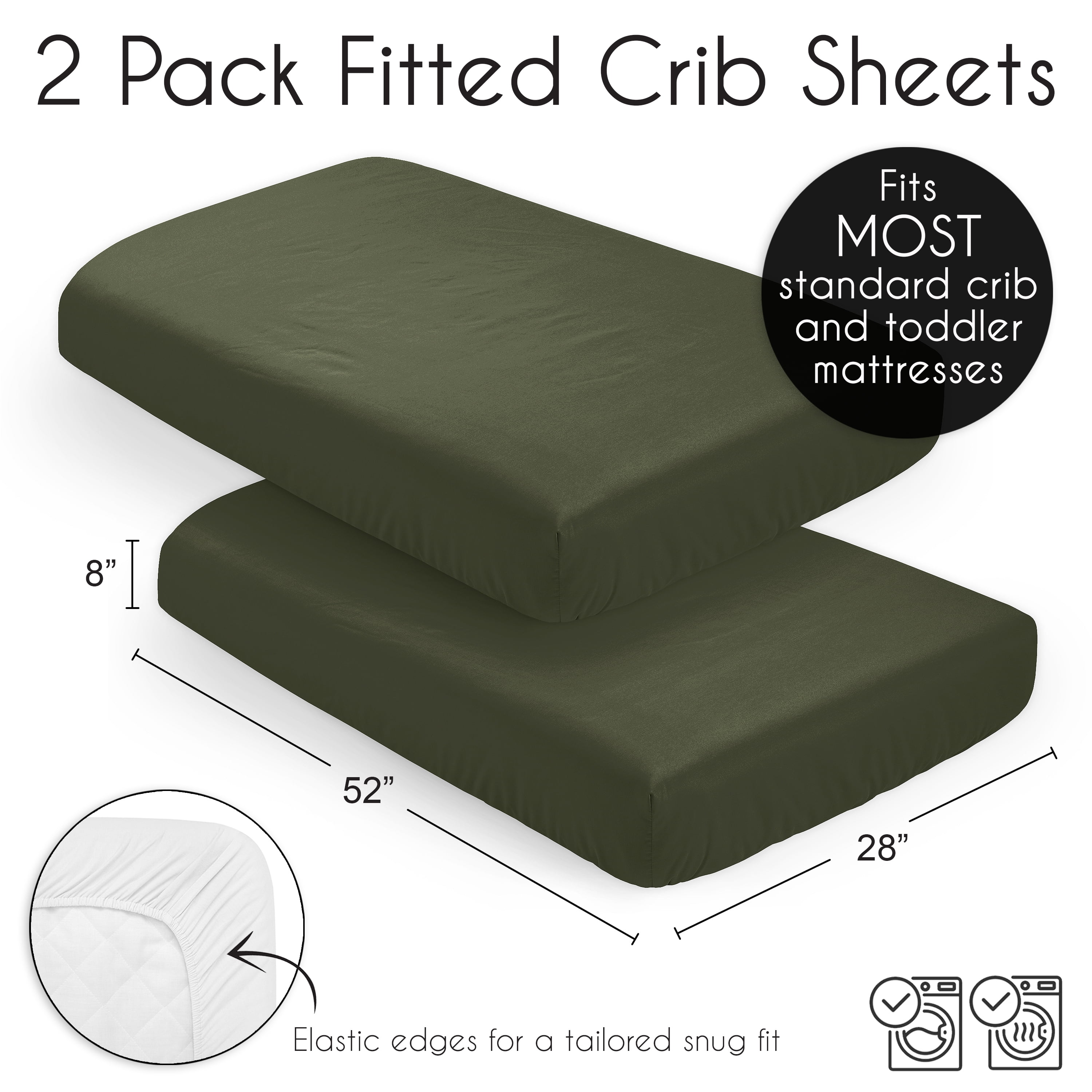 Sweet Jojo Designs Woodland Camo Solid Green Fitted Crib Sheets 2 Piece Set