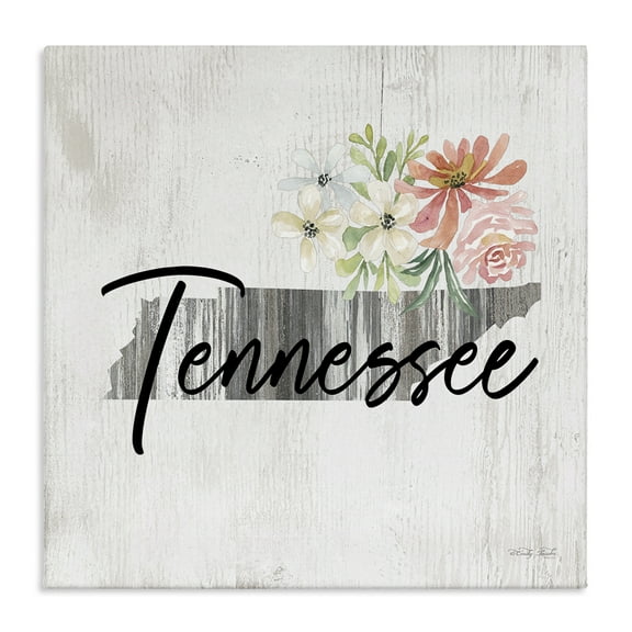 Stupell Industries Shabby Chic Tennessee Botanical & Floral Painting Gallery Wrapped Canvas Art Print Wall Art, 17 x 17