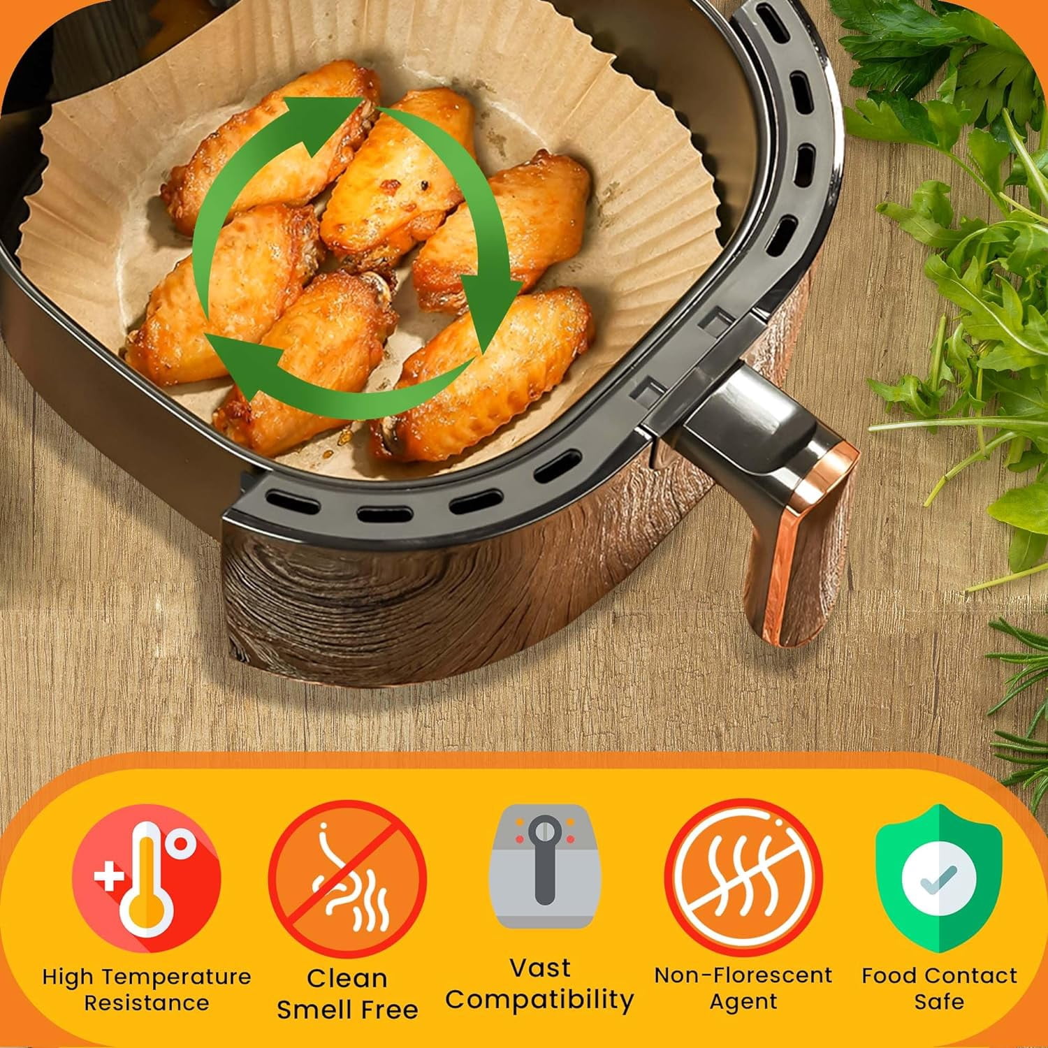 6.5-Inch Round Air Fryer Paper 125pcs Liners for Easy Cleanup - Non-Stick, Heat-Resistant, and Perfect Fit for Hassle-Free Cooking | Bleach-Free Parchment| (6.5 in/16 cm 125pcs)