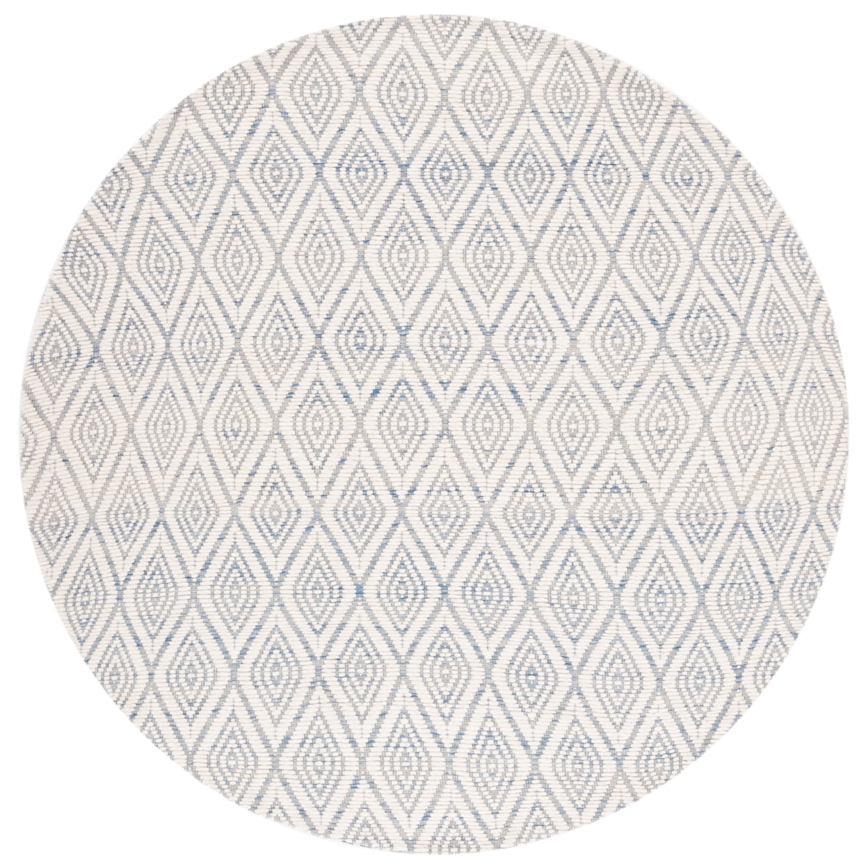 SAFAVIEH Marbella Winston Diamond Area Rug, Blue/Ivory, 6' x 6' Round