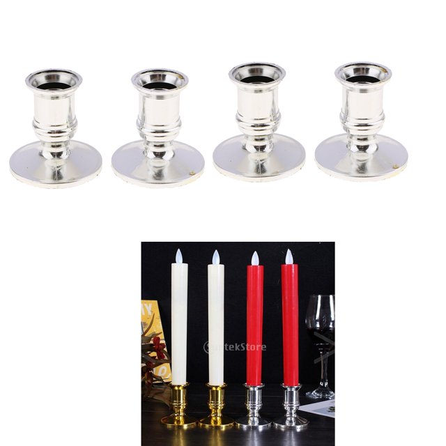 Soporte de chapado en plástico 4 Uds soporte de candeliere de pilar para s electrónicas cónicas de Navidad decoración d Soledad Base de vela con pilar electrónico