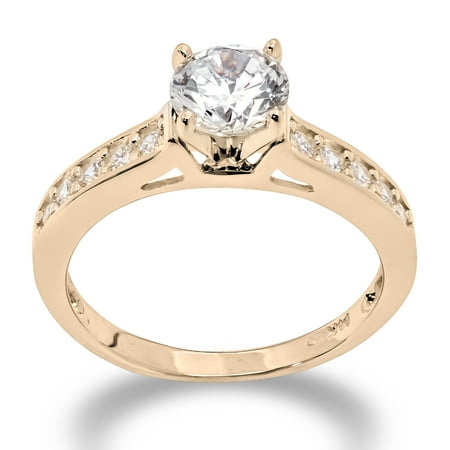 14K Solid Yellow Gold 1 Ct. Round Solitaire CZ Engagement Ring