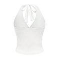 thumbnail image 5 of COMVALUE Womens Halter Tank Tops Double Lined Basic Cami Shirts Sexy Backless Y2K Trendy Going Out Tops White S, 5 of 5