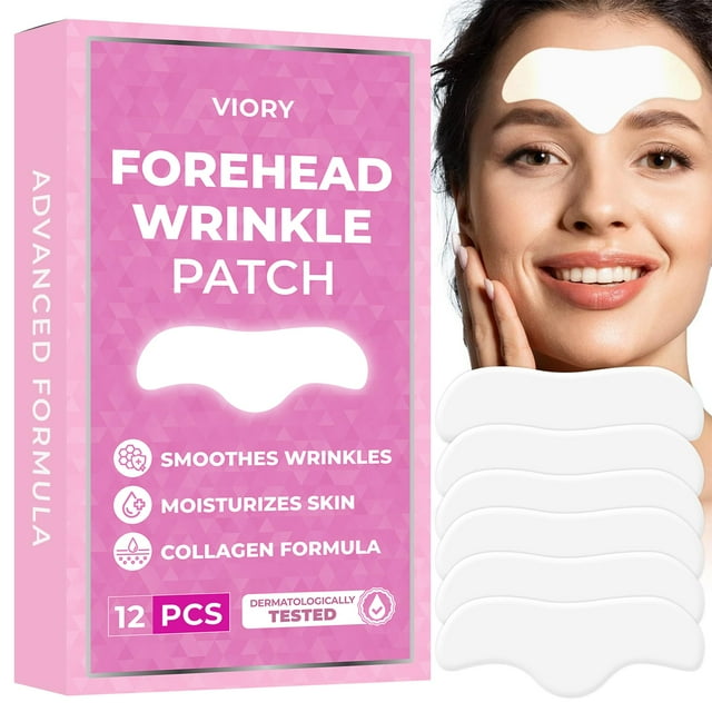 Parches antiarrugas VIORY para la frente, 12 Uds. Con aloe, colágeno, vitamina E, parches antiarrugas, tratamiento de arrugas en la frente
