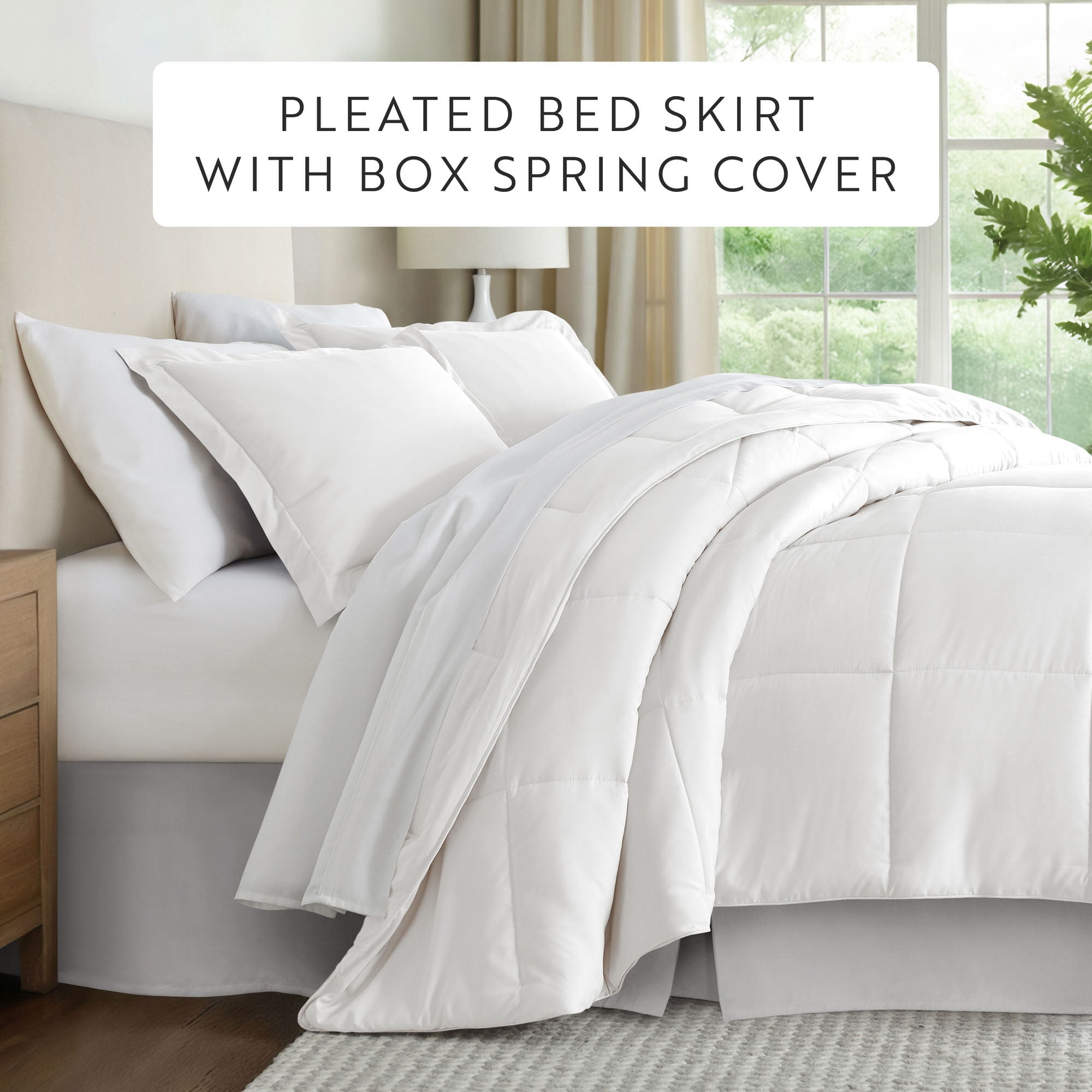 Noble Linens Light Gray Pleated Dust Ruffle Bed Skirt, King