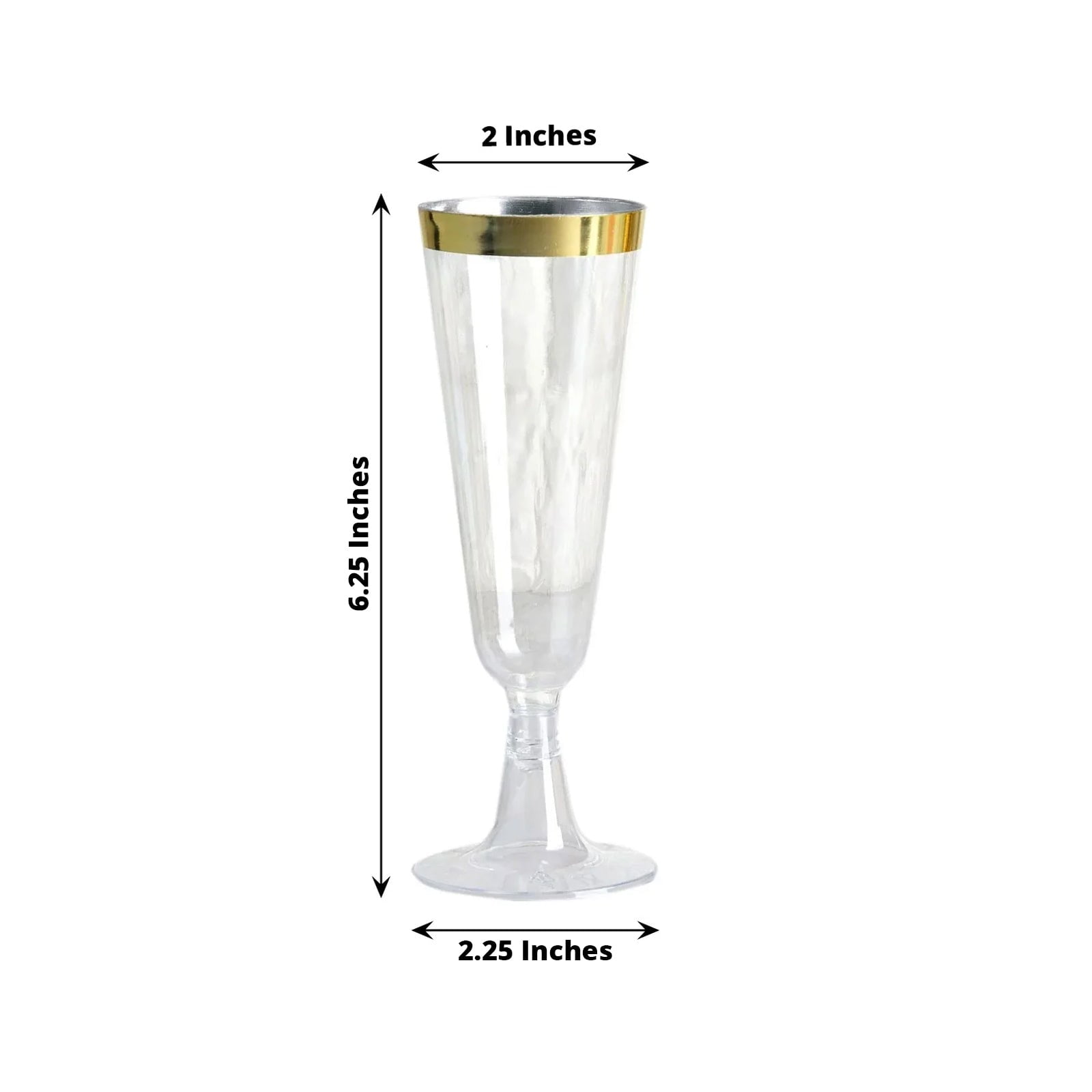 Efavormart 60 Pack 5oz Gold Rimmed Clear Champagne Flutes Cocktail Disposable Plastic Glasses For Wedding Banquet Party Events