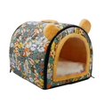 thumbnail image 1 of Cama para gatos con cojín interior para dormir en otoño e invierno. verde grande, 1 of 9