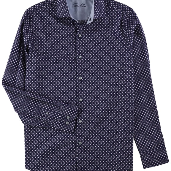 Tasso Elba Mens Geo Button Up Shirt, Purple, Small
