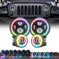 thumbnail image 3 of Mistaha 7" Round LED Headlight and Fog Light Kit with Multiple Lighting Modes for Jeep Wrangler - Waterproof, Easy Installation, Die-Cast Aluminum, IP67., 3 of 6