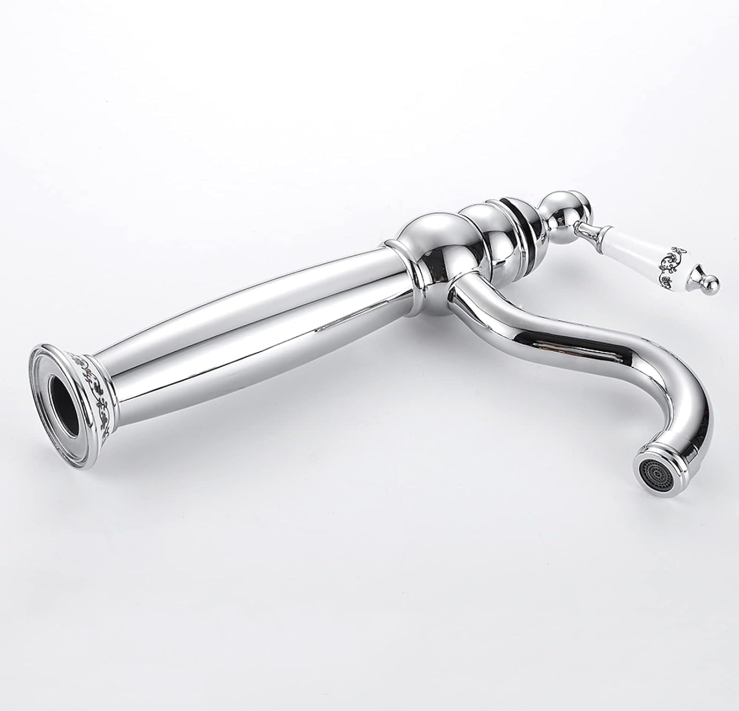 Bathroom Faucet Antique Brass, 360° Swivel Bathroom Vanity Faucet, Cold/Hot Water Basin Tap, Single Handle Bathroom Sink Faucet, Silver