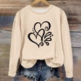 thumbnail image 2 of Women's Casual Crew Neck Graphic Sweatshirts Love Heart Print Long Sleeve Cute Tops Teens Girls Casual Spring T Shirts(Beige,XXL), 2 of 5