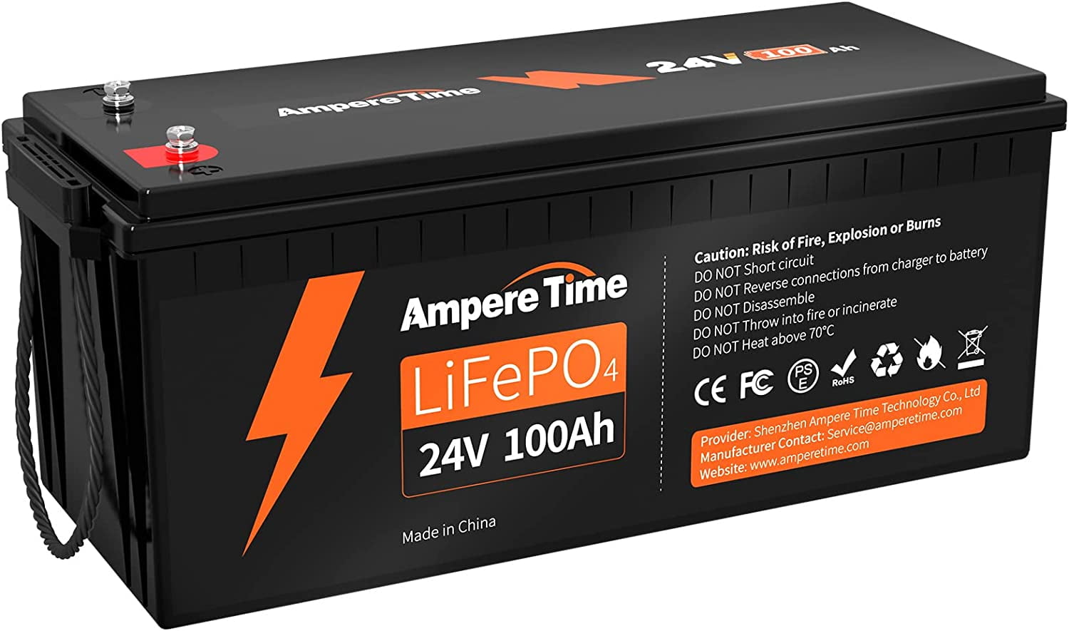 Ampere Time 24V 100Ah LiFePO4 4000+ Cycle with 100 For RV, Marine, Overland/Van, Applications - Walmart.com