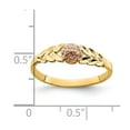 thumbnail image 3 of Solid 14k Yellow Gold Two Toned Diamond-Cut Leaves Flower Ring Band Size 8, 3 of 6