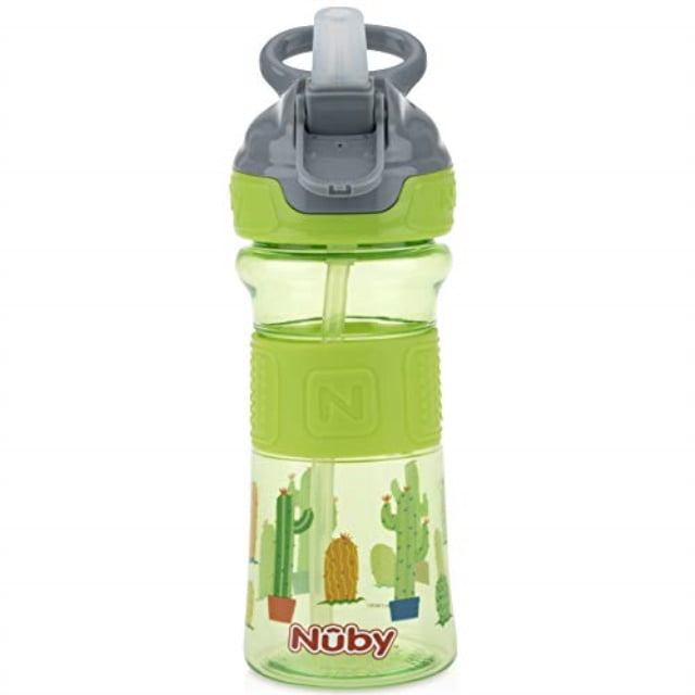nuby thirsty kids push button flipit soft spout on the go water bottle