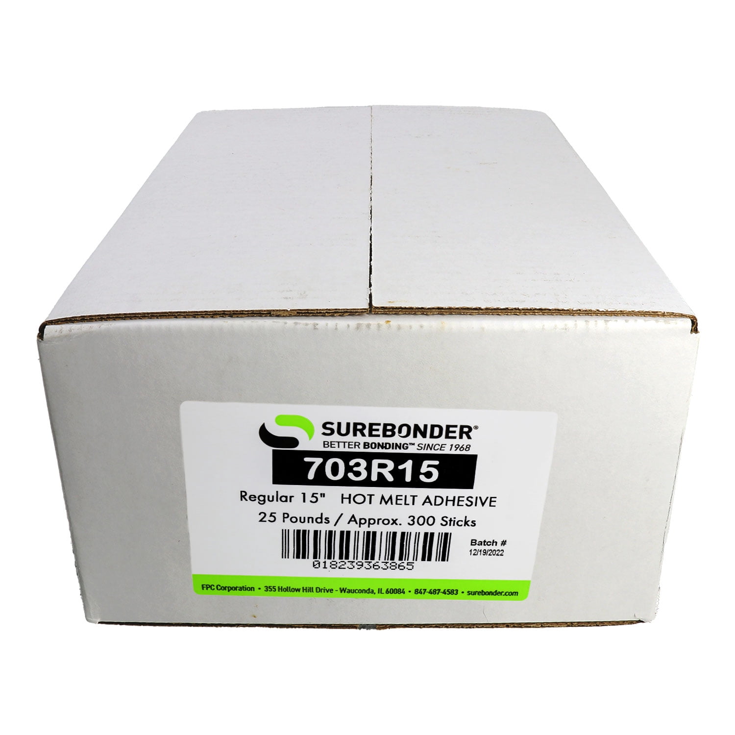 703R15 Very Fast Set Packaging Hot Melt Glue Sticks - 7/16" x 15" | 25 lb Box