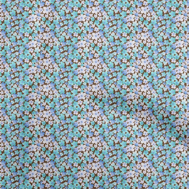 oneOone Cotton Poplin Turquoise Blue Fabric Floral Craft Projects Decor Fabric Printed By The Yard 42 Inch Wide