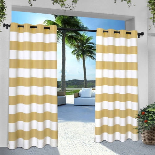 Curtains 2 Pack Indoor/Outdoor Stripe Cabana Grommet Top Curtain Panels