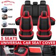 thumbnail image 2 of ELUTO 5 Seats 11pcs PU Leather Car Seat Cover Full Set Seat Cushion Universal for Car Truck Sedan SUV (Red), 2 of 11